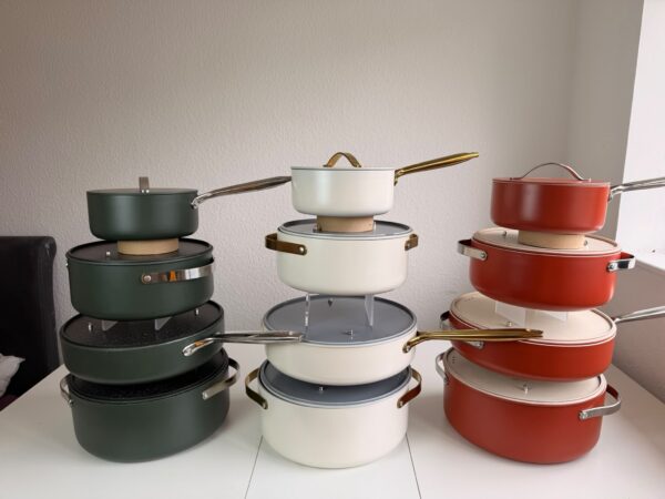 2 7-piece non-stick ceramic cookware set