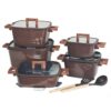 22 DONNOR 15-Piece Square Non-Stick Cookware Set with Glass Lids