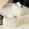 H557745209eb64616a5885708e1654ebcp Pumpkin Tissue Box Holder with Pink Bow – Decorative Tabletop Tissue Dispenser