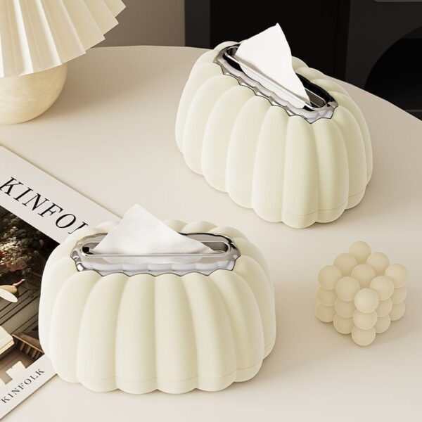 H557745209eb64616a5885708e1654ebcp Pumpkin Tissue Box Holder with Pink Bow – Decorative Tabletop Tissue Dispenser