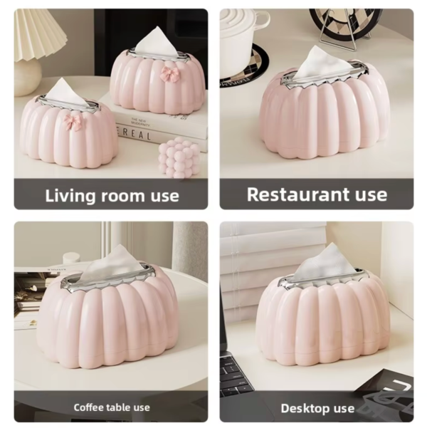 H7333ccf65c10452180dfd9b090340c1f9 Pumpkin Tissue Box Holder with Pink Bow – Decorative Tabletop Tissue Dispenser