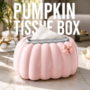 Pumpkin Tissue Box Holder with Pink Bow – Decorative Tabletop Tissue Dispenser