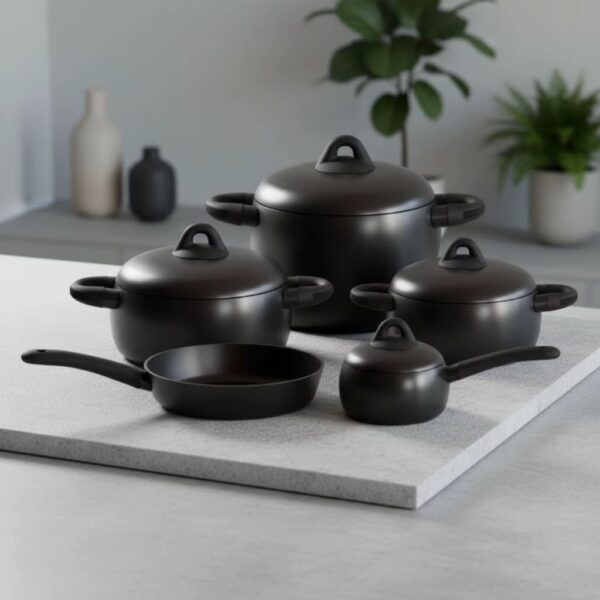 black 3 9-Piece Forged Cookware Set