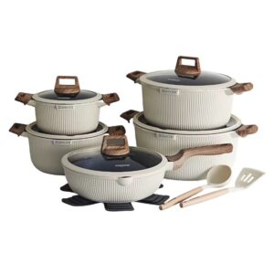 donnor1 DONNOR 15-Piece Non-Stick Granite Cookware Set