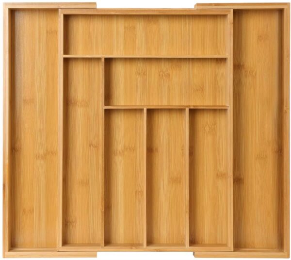 draw3 Expandable Bamboo Drawer Organiser – Adjustable Cutlery and Utensil Storage Tray