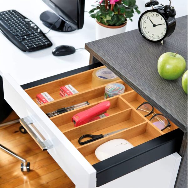 draw5 Expandable Bamboo Drawer Organiser – Adjustable Cutlery and Utensil Storage Tray