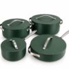 green 7-piece non-stick ceramic cookware set